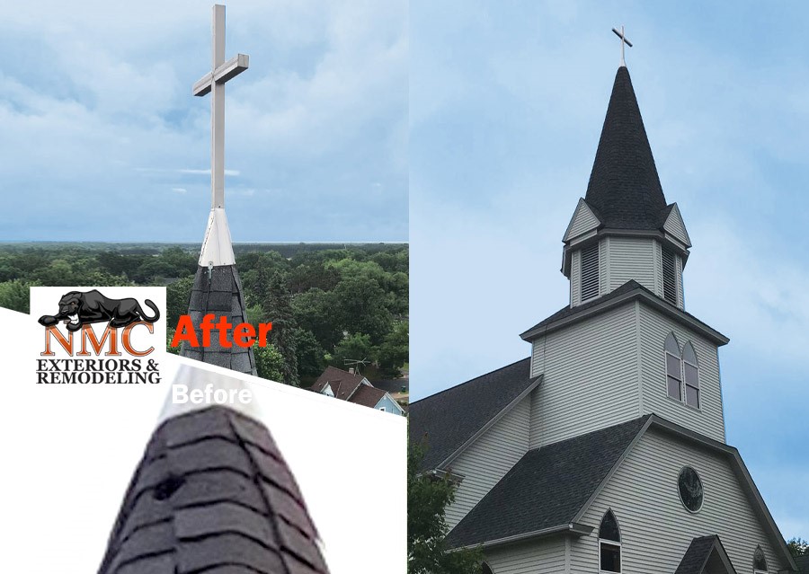 Commercial Roof Repair Project, 127-year old Steeple in North Branch, MN